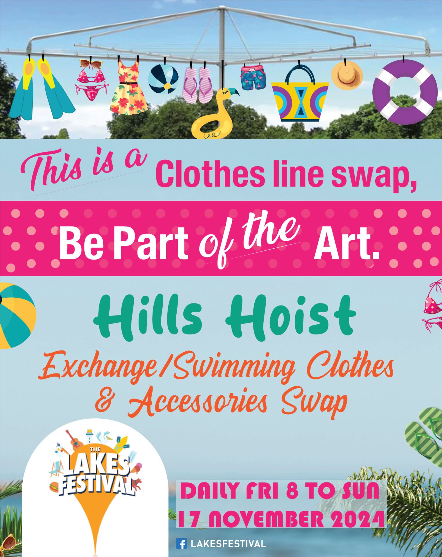 Hills Hoist Exchange Poster - Lakes Festival - Human Statue Bodyart